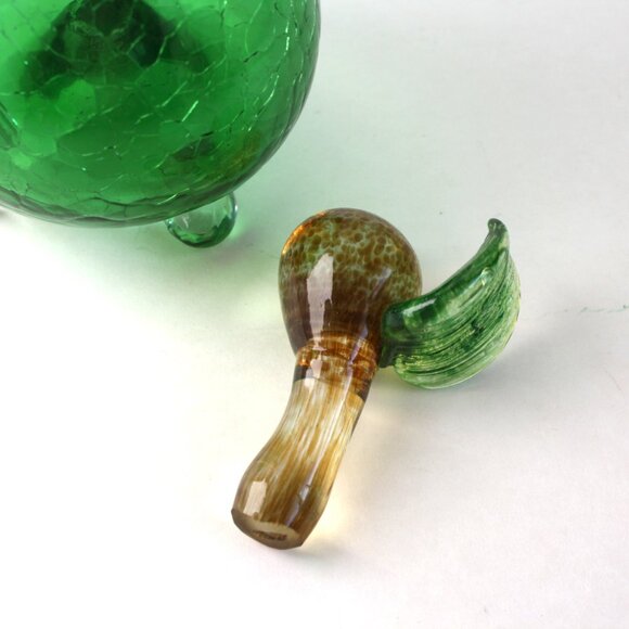 Vintage Art Glass Pear with Stopper Crackle Glass Green Decorative glass - Picture 5 of 9